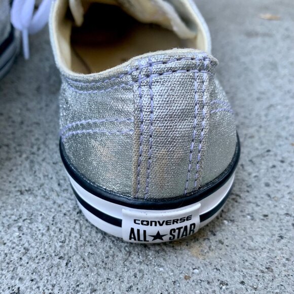CONVERSE Silver Metallic Sneakers Womens 5 35.5 Chuck Taylor All Star Low Shoe - Picture 8 of 11